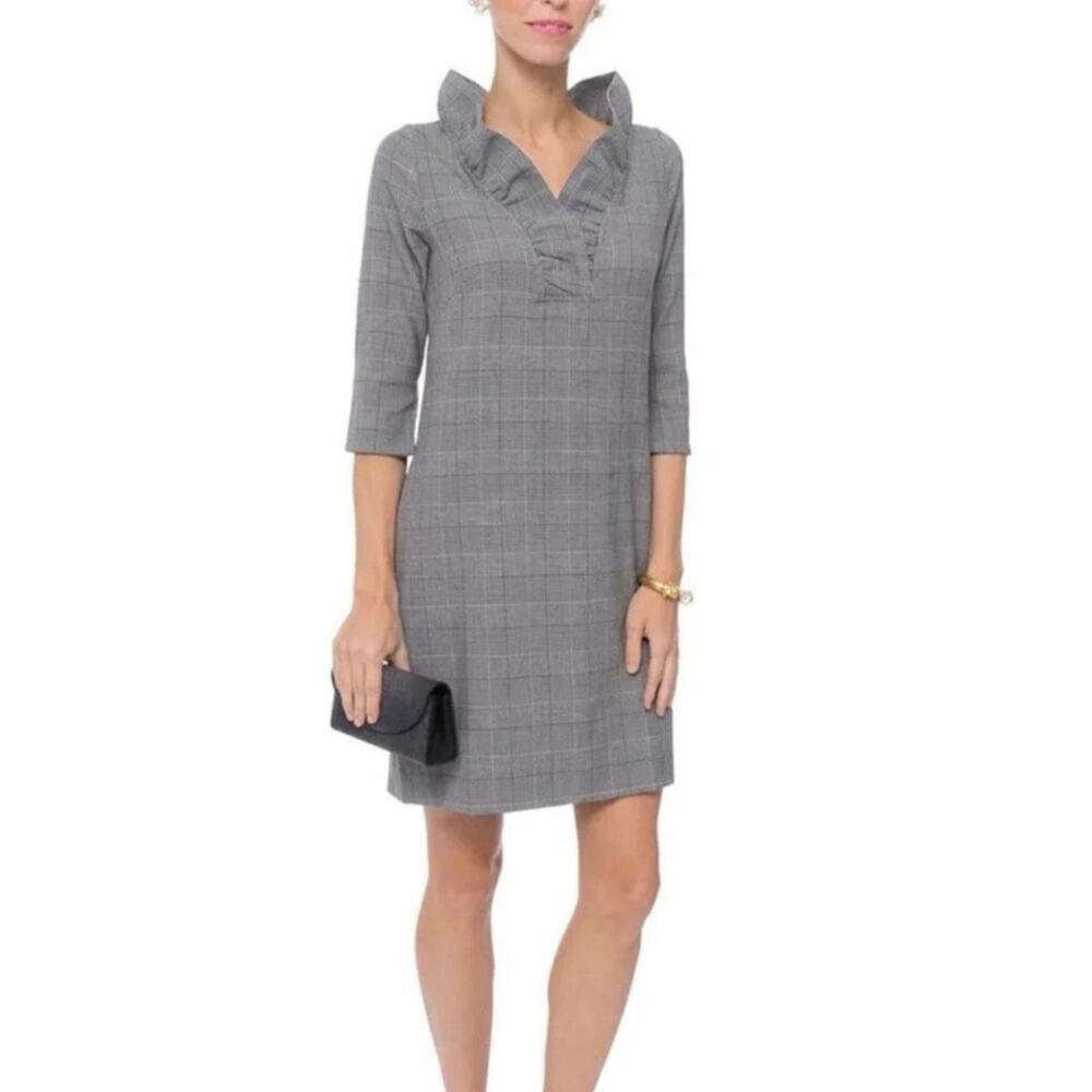 Gretchen Scott Designs Wall Streeter Jersey Ruffle Neck Dress Sz S